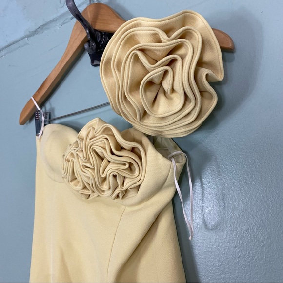 The Wolf Gang Flores Rose Floral Applique Yellow One Shoulder Dress XS - Picture 4 of 11